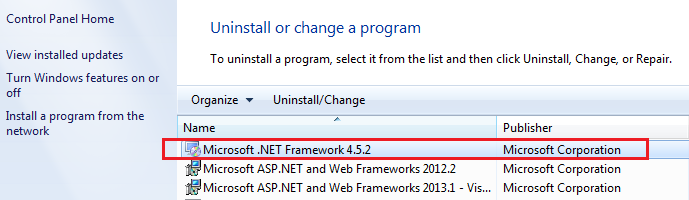 .NET Framework installed